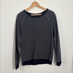 Charcoal Gray Crewneck Sweater with Ribbed Detailing